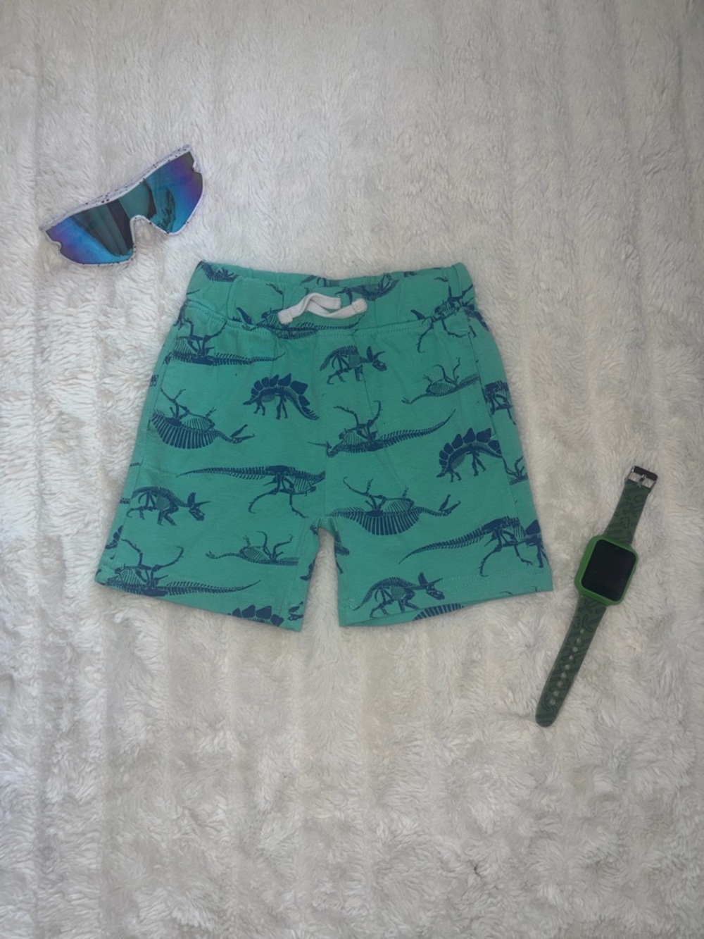 Falls Creek Kids Dinosaur Shorts Size 3T Green Summer Toddler Boys